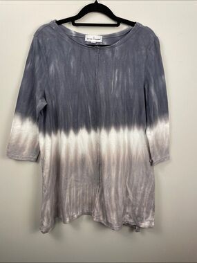 neon buddha Gray and White Dip-Dye Tunic Top